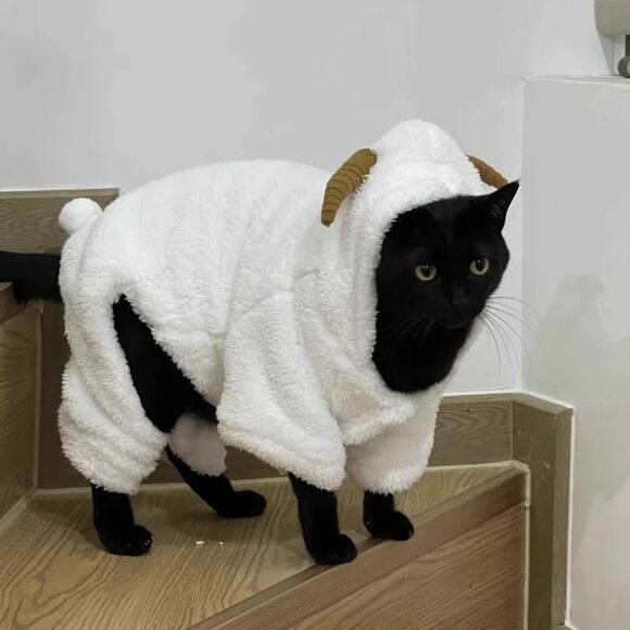 Other - Fluffy Lamb/Sheep Pet Costume with Horns